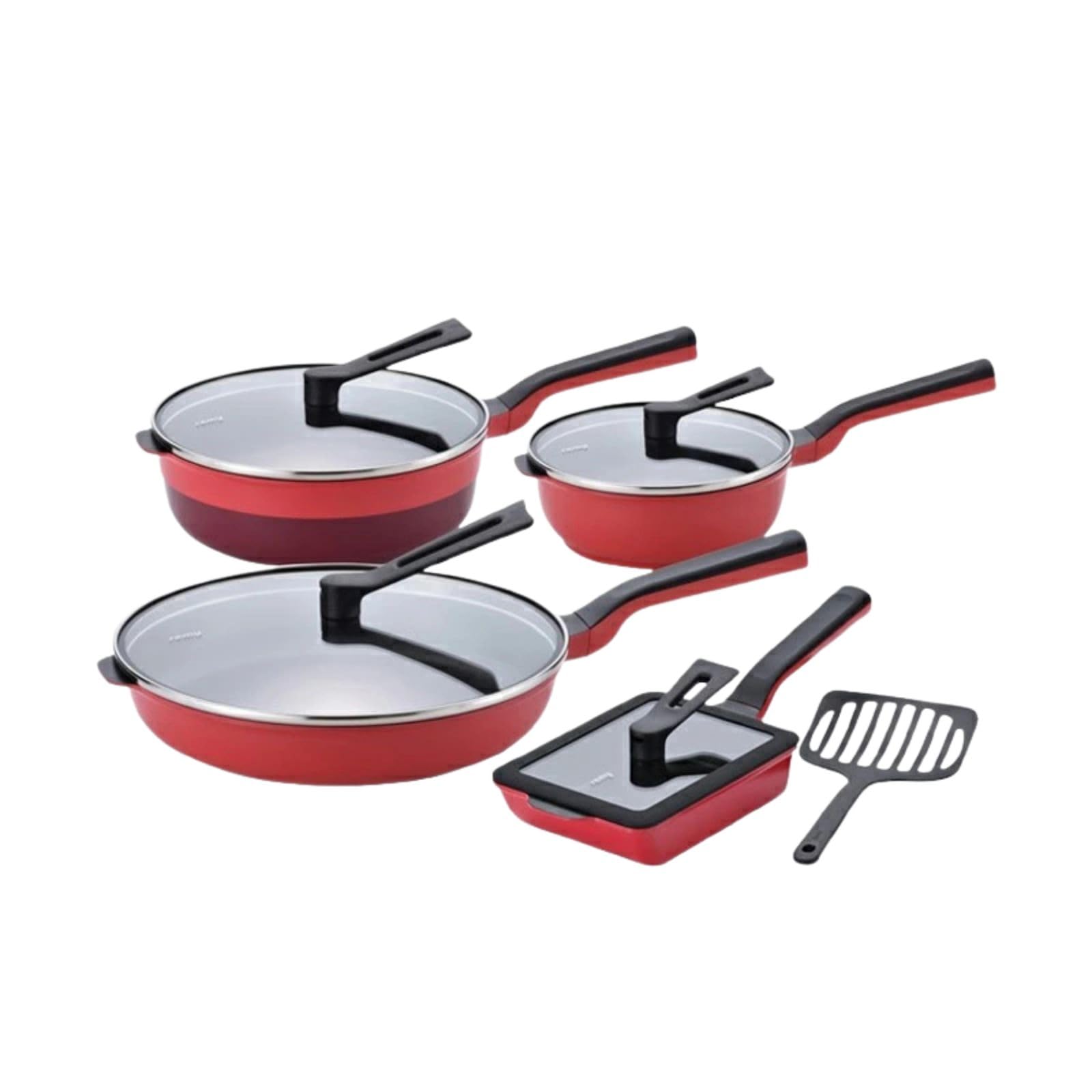 Amazon.co.jp: レミパン3点 & エッグ & 蓋 & ターナー (レッド) RHF